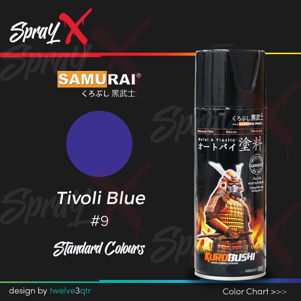 SAMURAI PAINT STANDARD TIVOLI BLUE 9 / BIRU DONGKER #9 400ML - CAT AEROSOL KUALITAS KOMPRESOR
