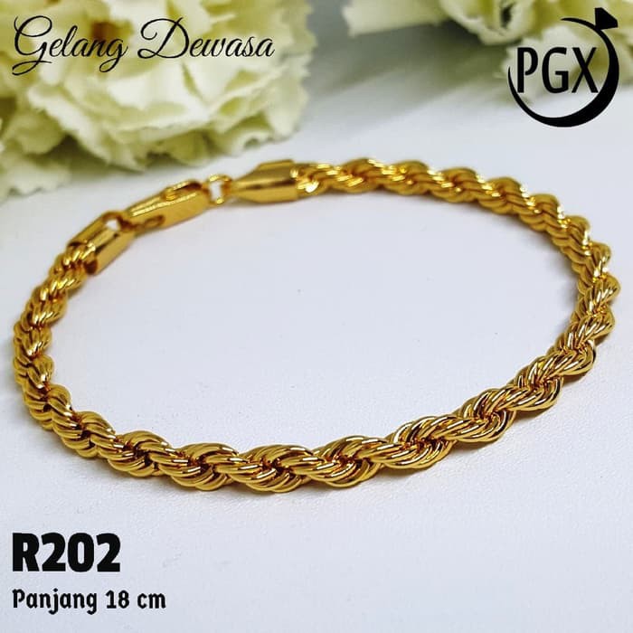 LMX R202 Gelang Tambang Unisex Pria Wanita  Perhiasan Imitasi Xuping Emas  Limited