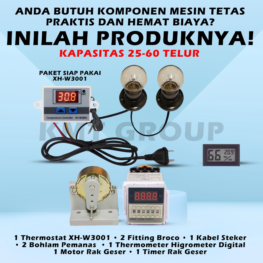 Paket Full Otomatis 01 Rak Geser Thermostat Digital XH THD Untuk Mesin Tetas Telur RMT