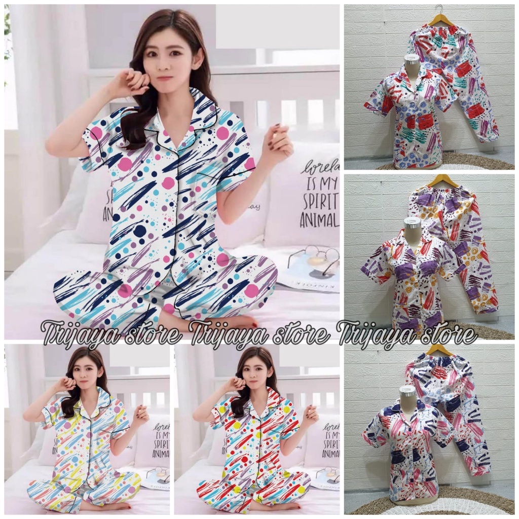 Trijaya . piyama dewasa cp tie dye / baju tidur wanita celana panjang motif tie dye katun eropa