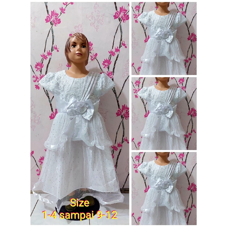 GAUN PUTIH CENDIRELA ANAK PEREMPUAN 3-7 TAHUN // DRESS PESTA ULANG TAHUN ANAK//GAUN BERBY ANAK PEREM