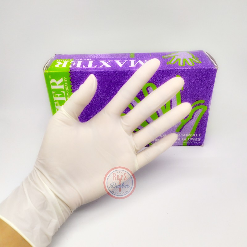 Barber Gloves Putih - 1 Box Sarung Tangan Karet Barbershop