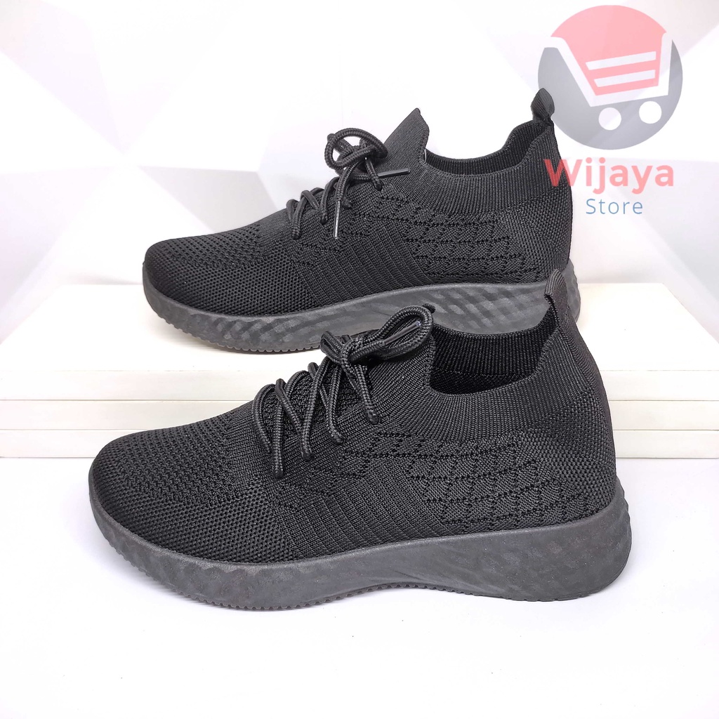 Sepatu Sneakers Rajut Hitam Wanita 37-40 RAFA FLY Import Elegansi Rajut untuk Gaya Kasual yang Mewah