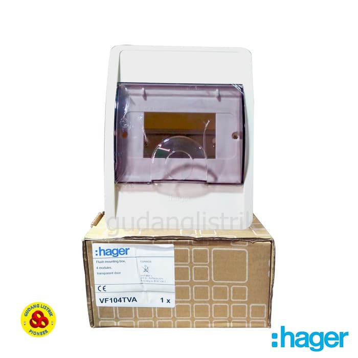 HAGER BOX MCB 4 GROUP INBOW TANAM VF104TVA TUTUP TRANSPARANT