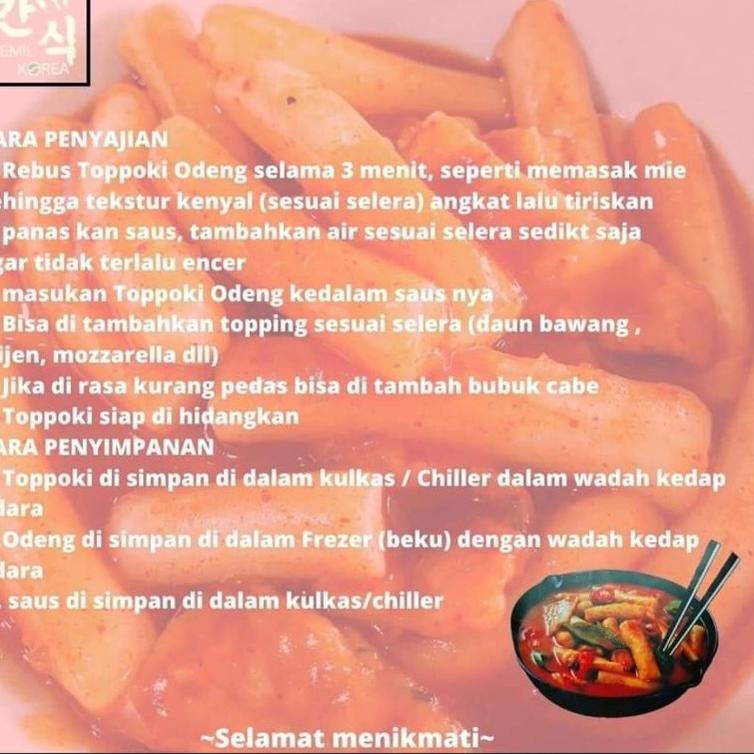 

Dapatkan Sekarang! Paket Cemil 2 isi Tteok / Topokki / Topoki /Toppoki, Odeng dan Saus khas Cemil Ko