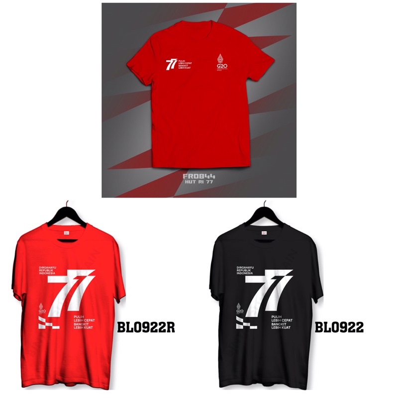 Kaos HUT RI 77 Tahun Baju Sablon 77 Tahun Indonesia Merdeka Terbaru Jumbo Unisex 2022