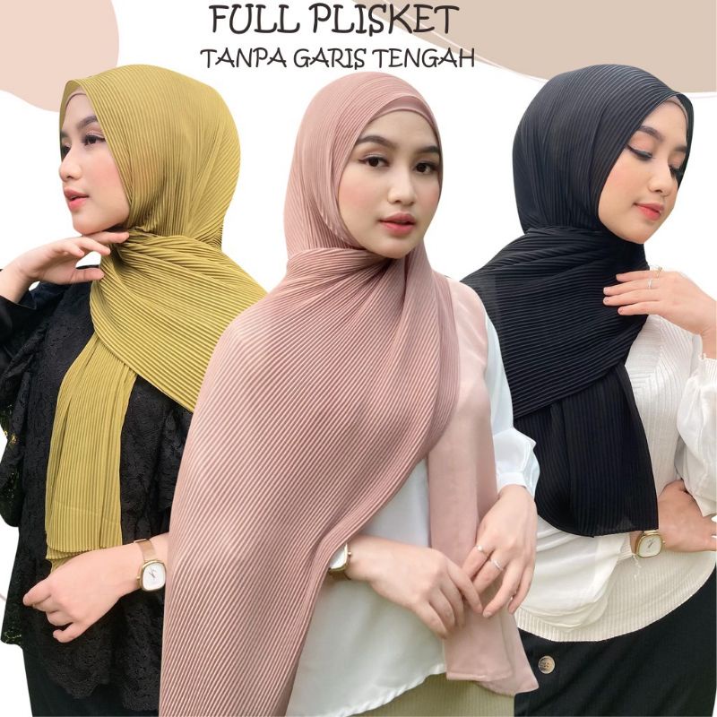 Hijab Pashmina Plisket Shawl/Pashmina Plisket Ceruty Babydool TANPA GARIS TENGAH