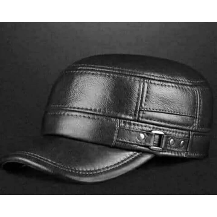 PROMO....TOPI PRIA KULIT MODEL KOMANDAN/TOPI KULIT KOMANDO