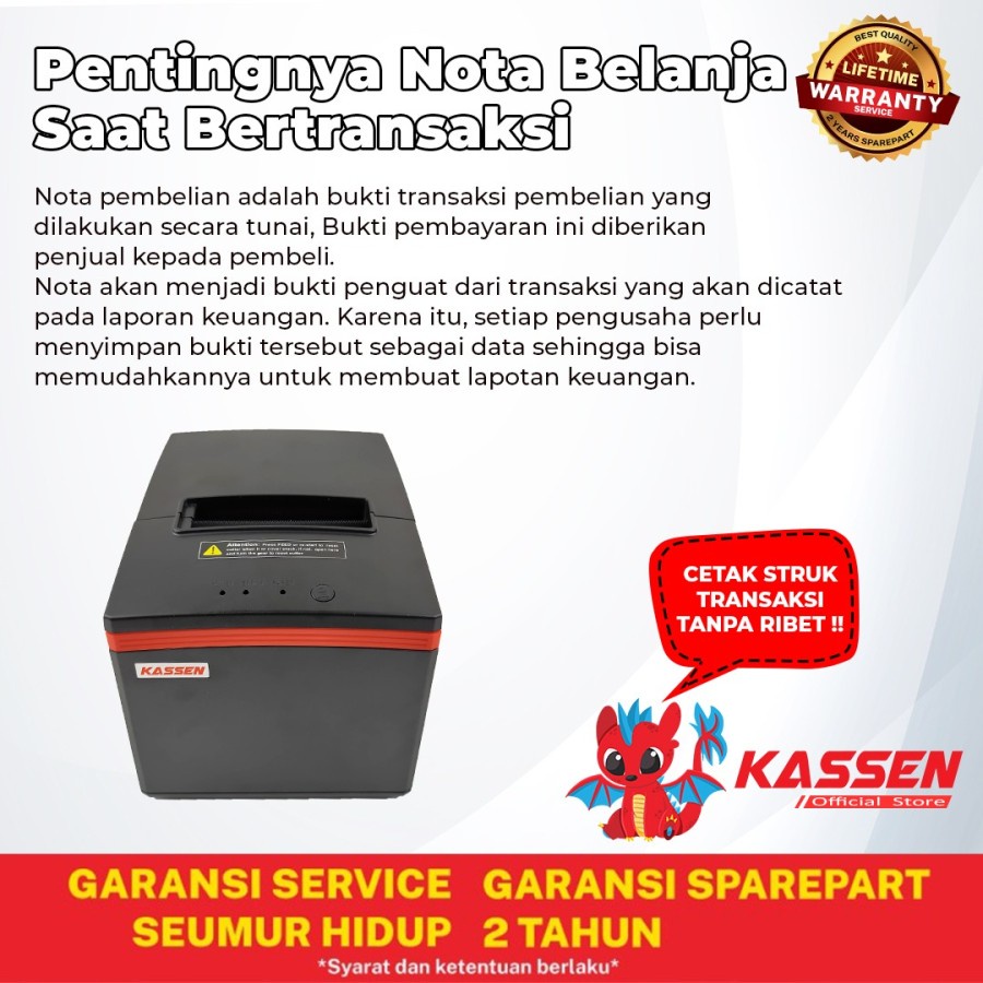 KASSEN BT P3200 USE LAN dan USB auto cutter printer thermal 80mm