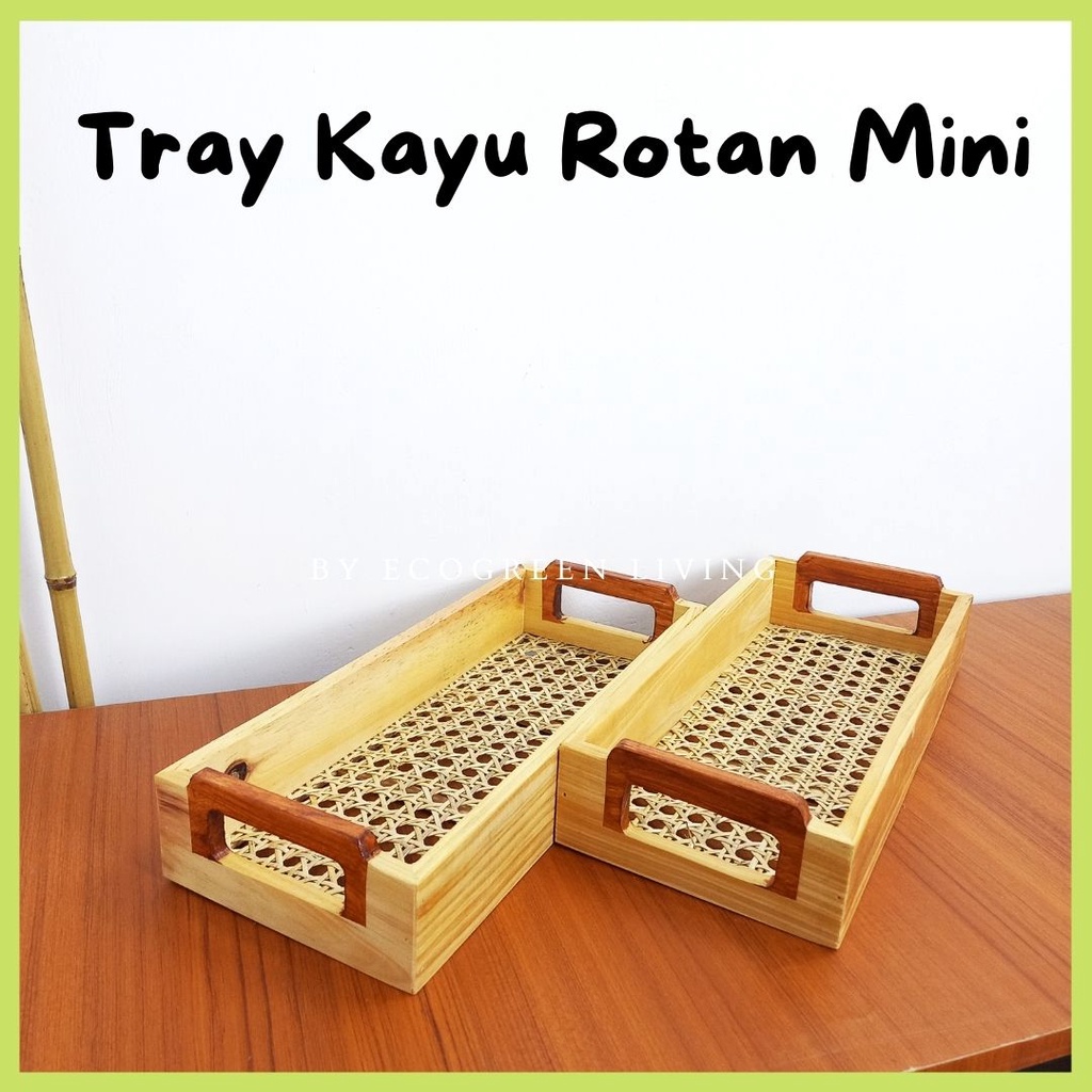 NAMPAN WOODEN MINI ROTAN WEBBING / SERVING TRAY / BAKI HOMEDECOR