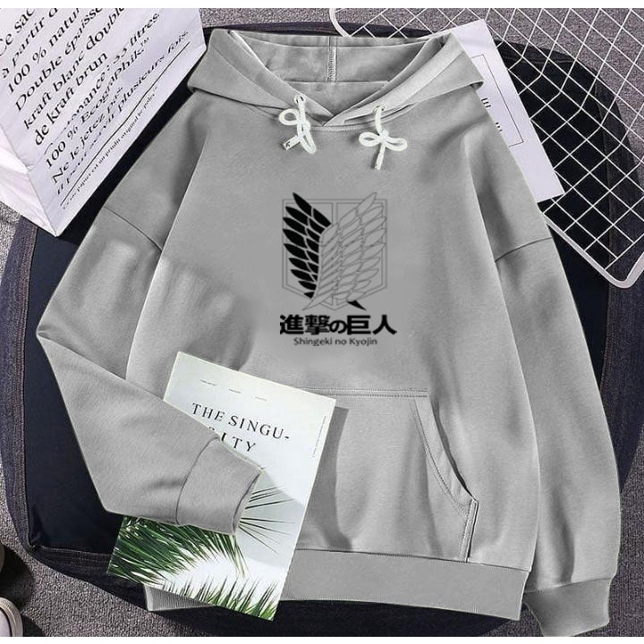 Hoodie anime cowok Shingeki bahan fleece lembut l XL xxl hodie switer keren anime cewek batu style a