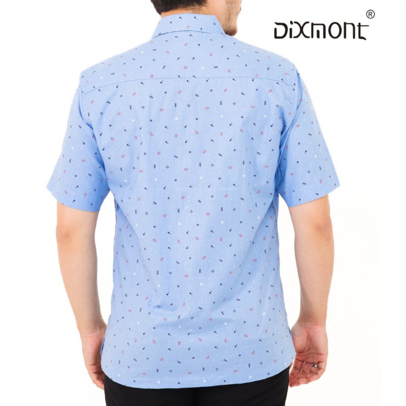 Dixmont Kemeja Pria Basic Formal Motif Lengan Pendek Hem MS01222