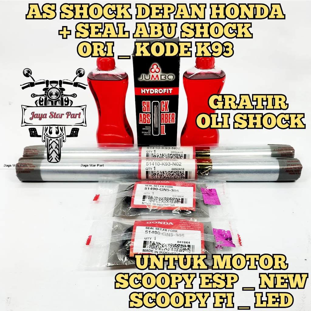 AS SHOCK SHOK HONDA DEPAN K93 ORI ASLI HONDA 51410-K93-N02 PAKET AS SOK SCOOPY FI ESP NEW LED RING 1