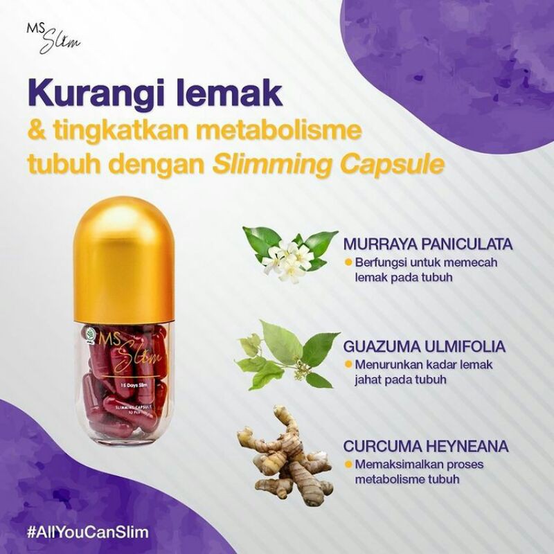 (SIAP COD) SLIMMING CAPSULE BY MS SLIM / OBAT DIET HERBAL MS GLOW / OBAT PELANGSING BPOM AMPUH ORI