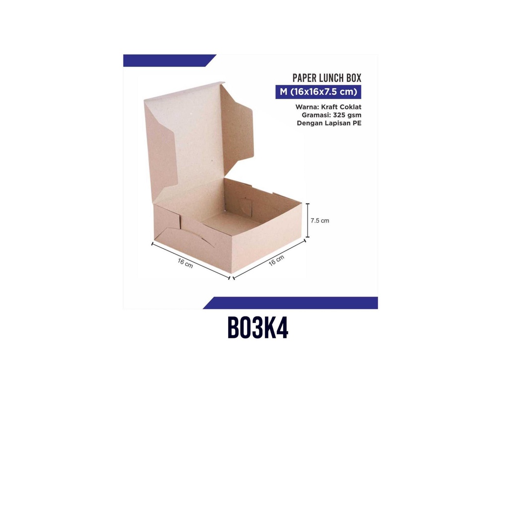 

Box Snack B03K4 uk 16 x 16 x 7,5 - Lapisan PE (min.25 pcs)