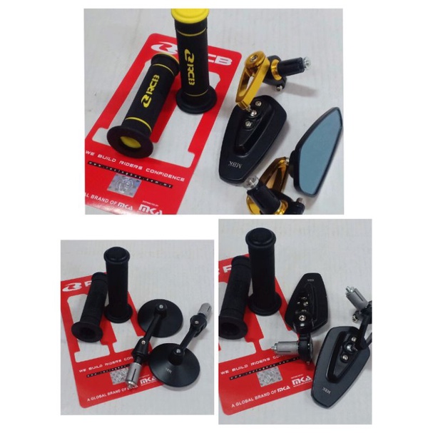 sepaket spion jalu oval/Jalu bulat + hand grip racing rcb spion end bar oval dan bulat UNIVERSAL bea
