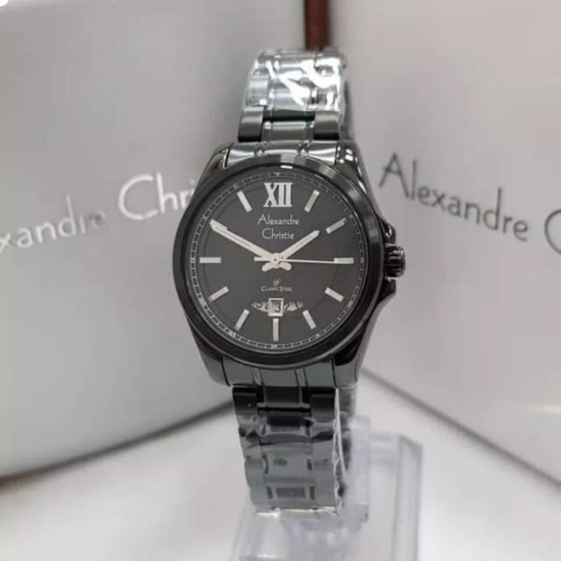 JAM TANGAN WANITA ALEXANDRE CHRISTIE ac8473 full black ORIGINAL