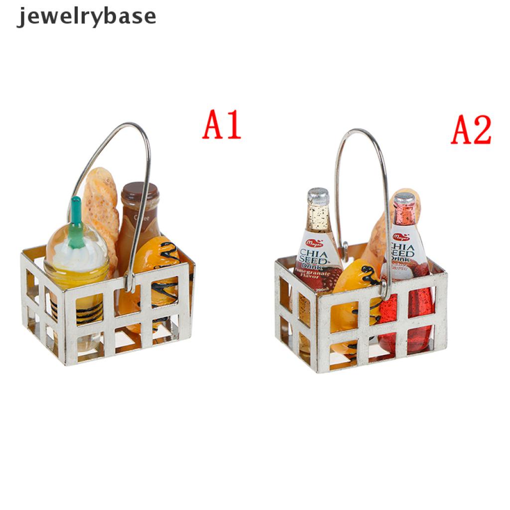 Base set Miniatur Keranjang Roti + Botol Minum Skala 1: 12 Untuk Aksesoris Rumah Boneka
