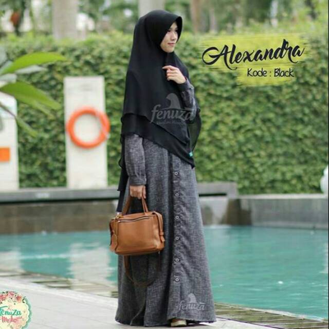 (Size XS) Alexandra Black Alexandra Dress Fenuza Dress Gamis Alexandra Gamis Couple Linen
