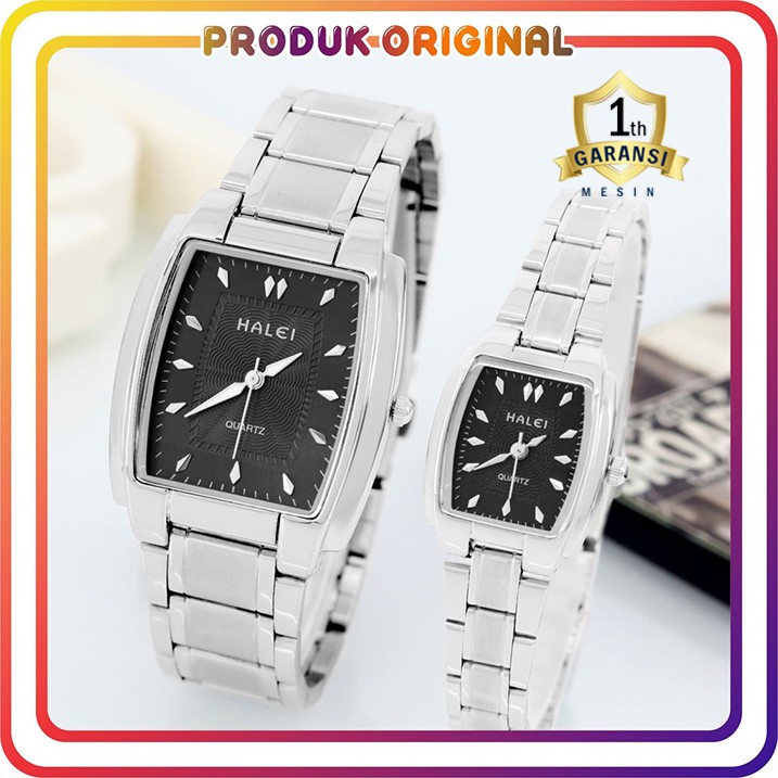 COD JAM TANGAN COUPLE HALEI ORIGINAL 412 RANTAI SILVER WATER RESISTANT STAINLES STEEL