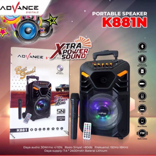SPEAKER ADVANCE K881N BLUETOOTH PORTABLE