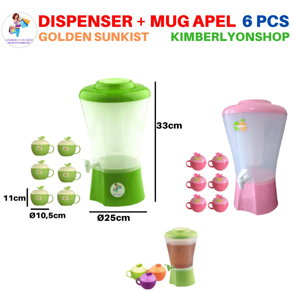 Dispenser Air Minum Golden Sunkist Free Mug Apel 6pcs