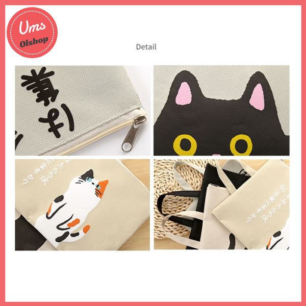 

PF05 Japanese Cute Cat Portable A4 file Storage pouch bag Tempat Buku -