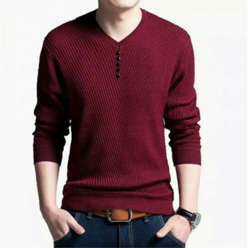 Sweater Rajut Coodrony Sweater Pria V Neck men casual Pullover Autumn Slim Termurah-2
