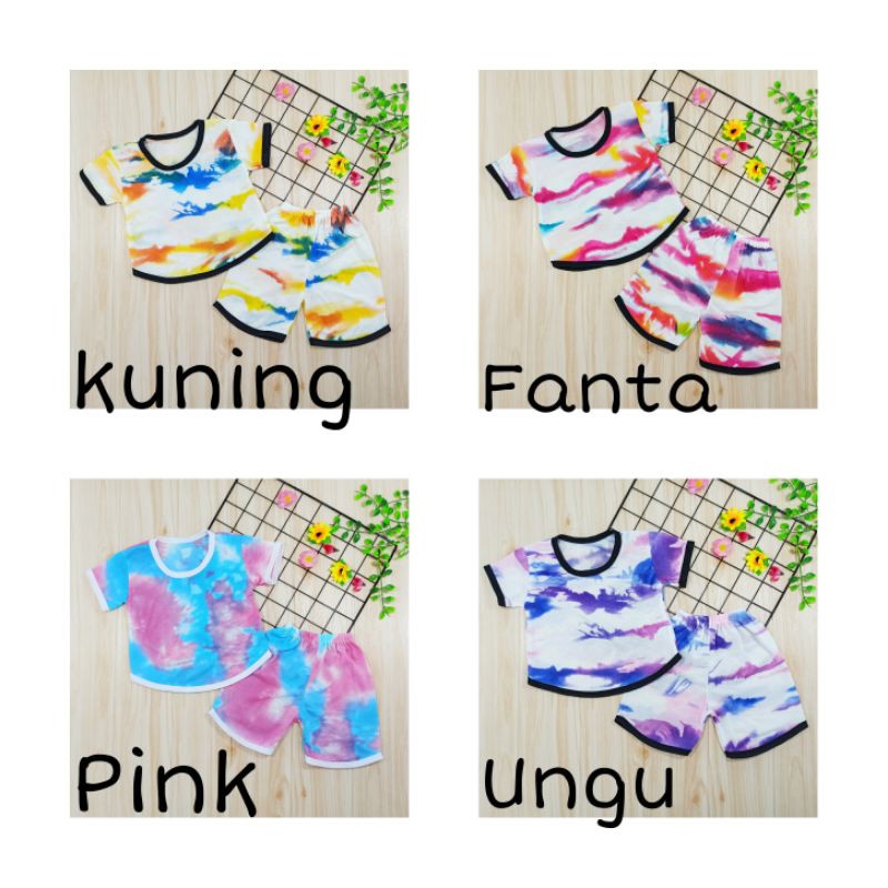 [Ss-8028] Pakaian Anak size 0-3tahun Model Chupa Chups, Baju Tye Dye, Baju Kekinian, Setelan Anak