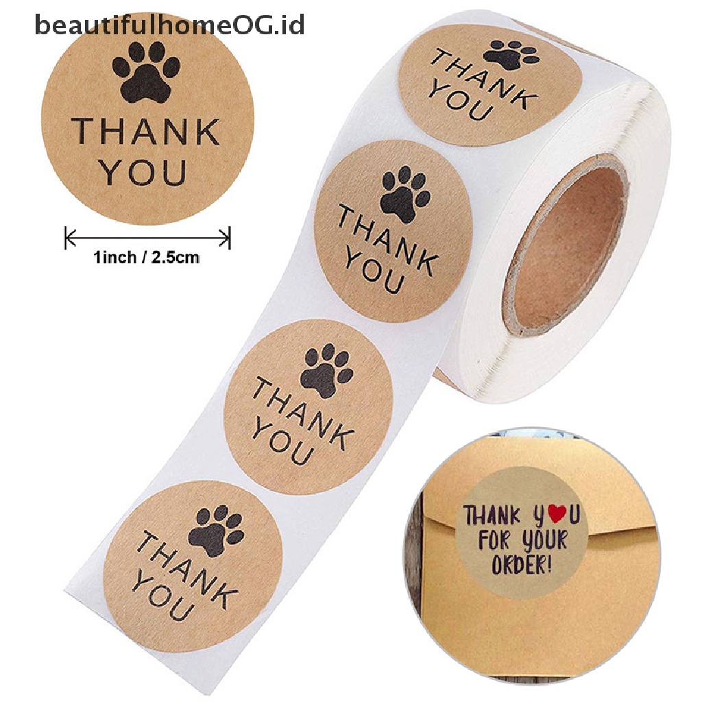 500 Pcs Stiker Label Segel Kemasan Tulisan Thank you for your order Handmade