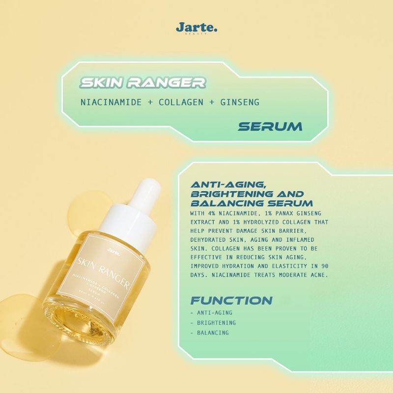 (GOSEND/COD) JARTE SKIN RANGER GLYCOLIC ACID + NIACINAMIDE + LICORICE + TRANEXAMIC ACID SERUM - BAKUCHIOL LUXURIOUS FACE OIL - NIACINAMIDE + GINSENG + COLLAGEN SERUM - MUGWORT + 2 CERAMIDE - 4HA + PROPOLIS + CHAMOMILE - SERUM JERAWAT PEMUTIH - EXFOLIATING