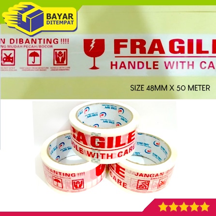

Lakban Selotip Isolasi FRAGILE JANGAN DIBANTING (48mm x 50 Meter)