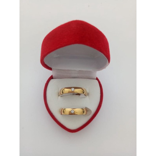 cincin couple/tunangan/nikah XYG4 titanium kuning permata satu