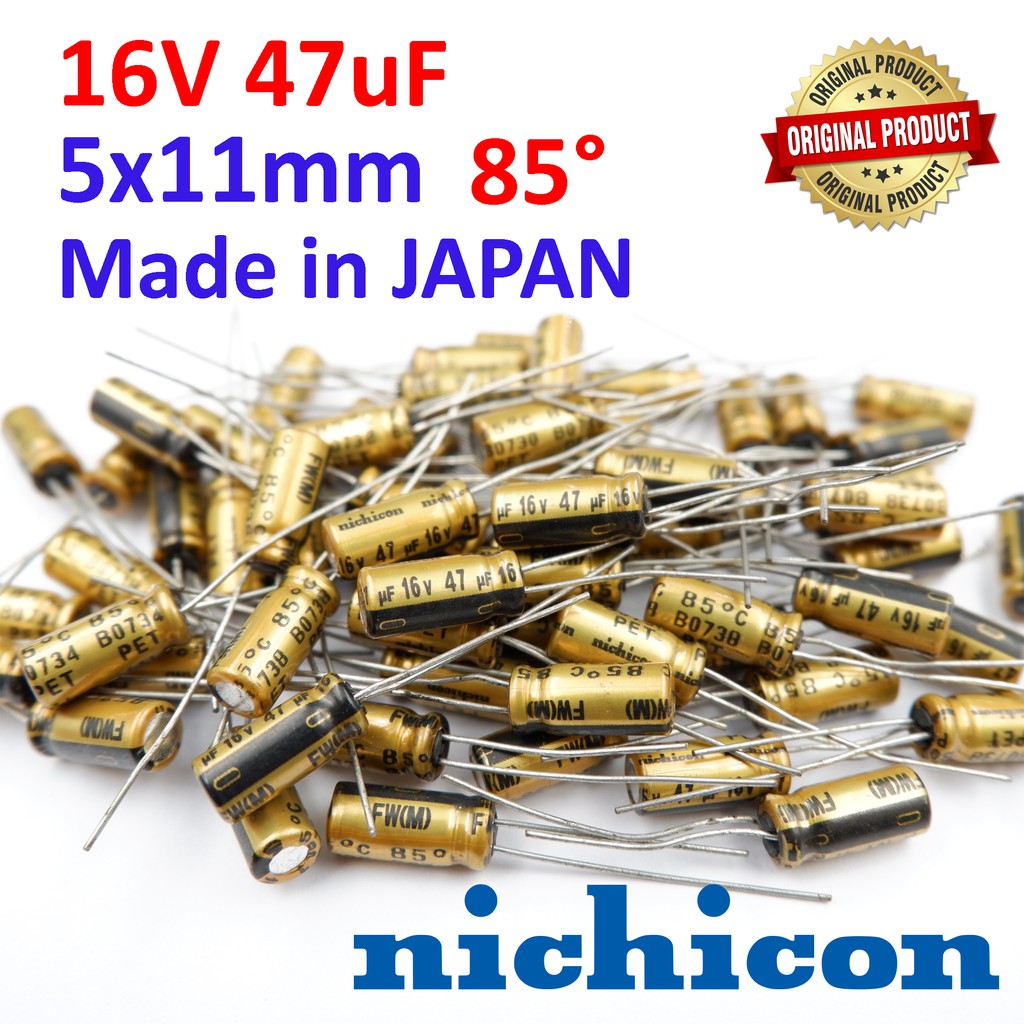 16V 47uF ORIGINAL NICHICON GOLD JAPAN Kapasitor Capasitor Elko Elco