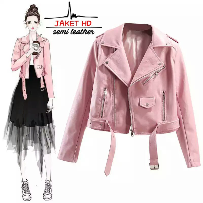 jaket  outer blazer wanita semi kulit k pop terbaru