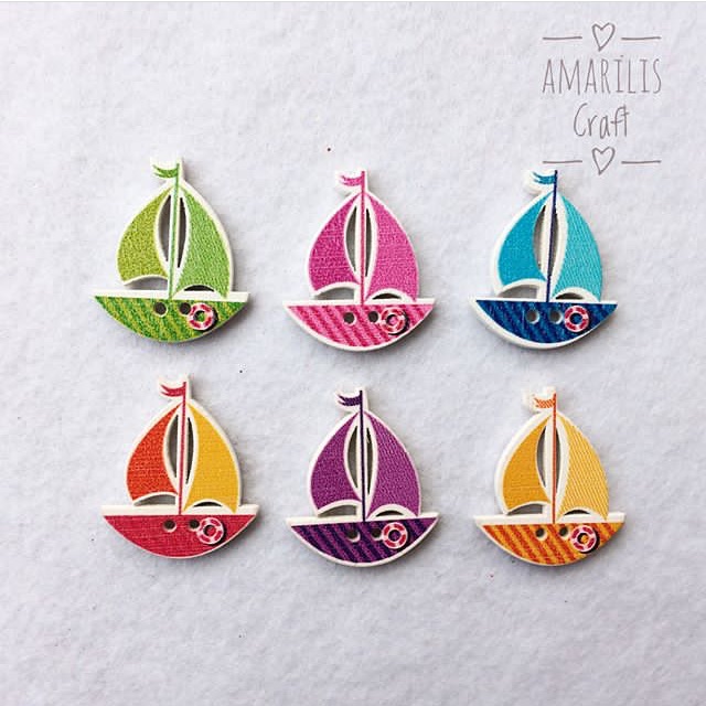 [10Pcs] Kancing Kayu Perahu Layar