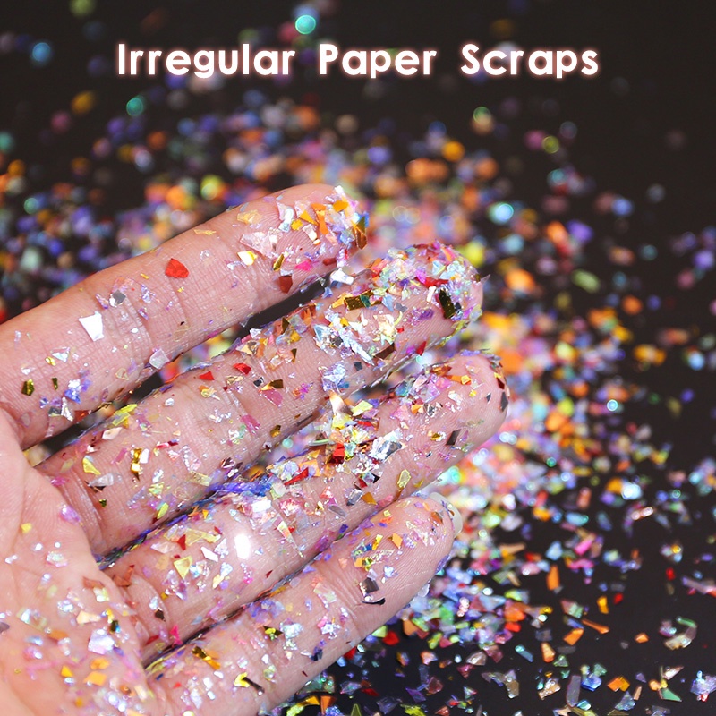 Payet Kertas Resin Epoksi Bentuk Irregular 3D Warna-Warni Untuk Dekorasi Nail Art