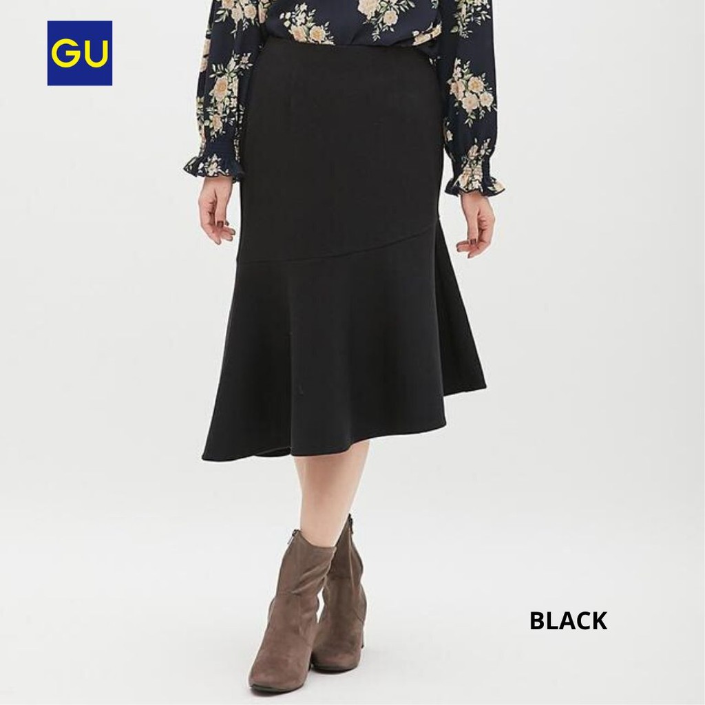 GU by UNQ Midi Mermaid Skirt - Rok Wanita Original Branded-BLACK
