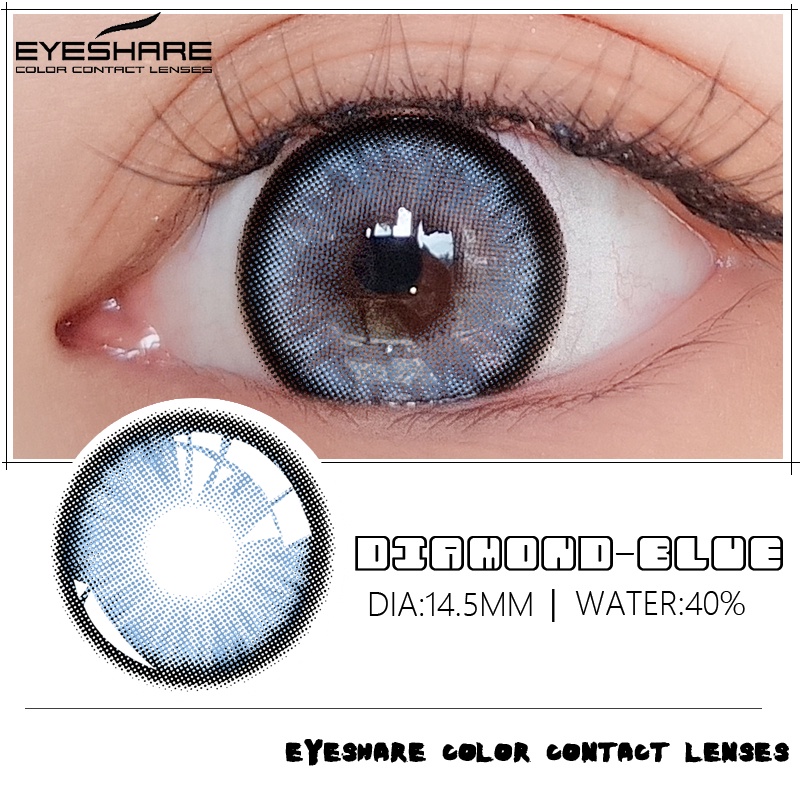 [★COD★]EYESHARE~DIAMOND Sepasang lensa kontak berwarna, diameter 14.5MM, kadar air 40% lensa mata soflen mata softlens soflens-GRAY-BROWN