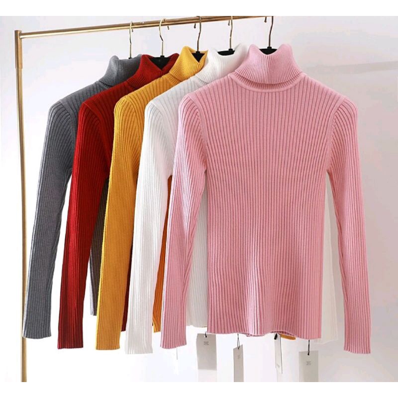 BAJU RAJUT TURTLENECK PANJANG / BAJU RAJUT KERAH TINGGI / BAJU RAJUT