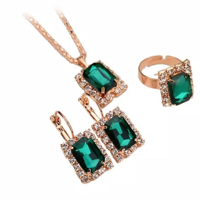 SET PERHIASAN CINCIN KALUNG ANTING PESTA PERNIKAHAN FASHION WANITA 08