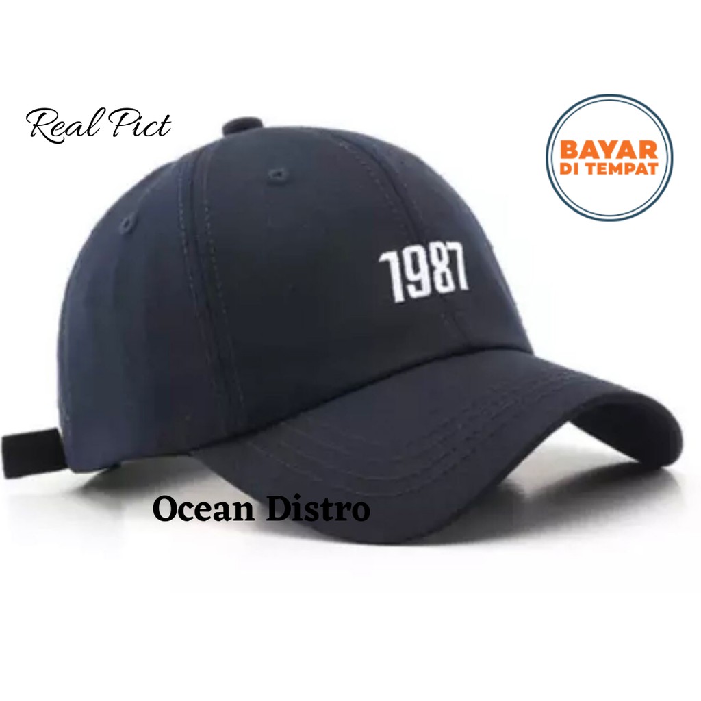 BANTING HARGA  Topi Baseball Bordir 1987 pria Dan Wanita Distro Original Keren 2021 / Topi Baseball Pria Dan Wanita Bordir 1987 / topi pria terlaris dan paling keren 2021 COD