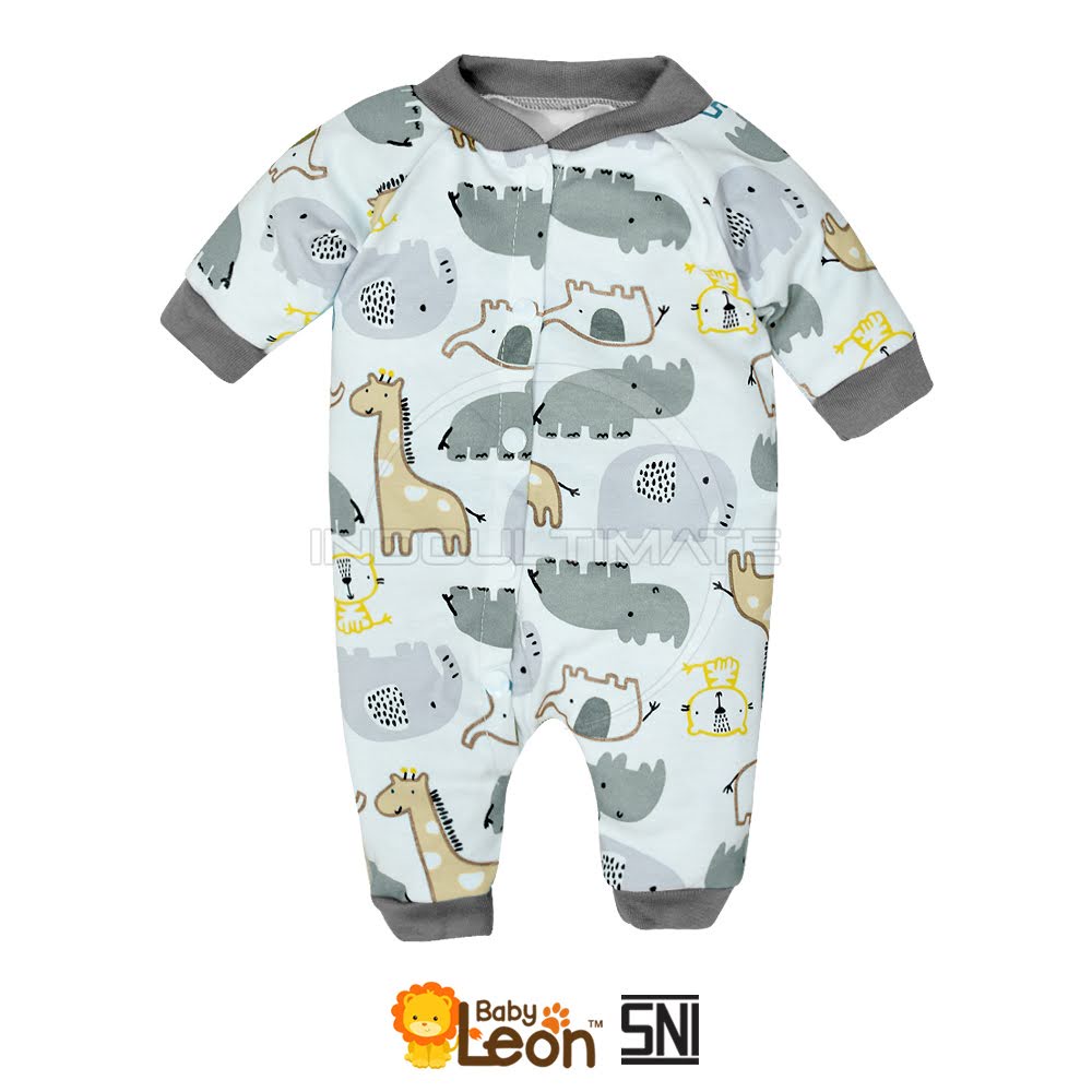 Perlengkapan Bayi BABY LEON Baru Lahir Newborn ZOO SERIES Jumper Jumsuit Jumpsuit Bayi Pakaian Bayi Celana Bayi Kaos Bayi Setelan Baju Bayi Topi Bayi Sarung Tangan Bayi Sarung Kaki Bayi-Jumper Buka Gray