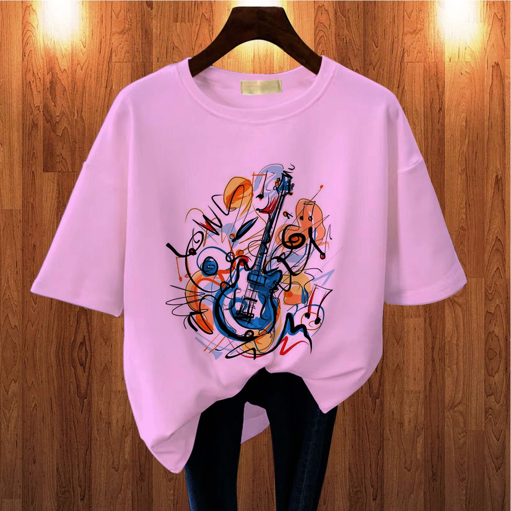 CALVIERO SHOP - BAJU KAOS WANITA DEWASA PRINT CASUAL MUSIC