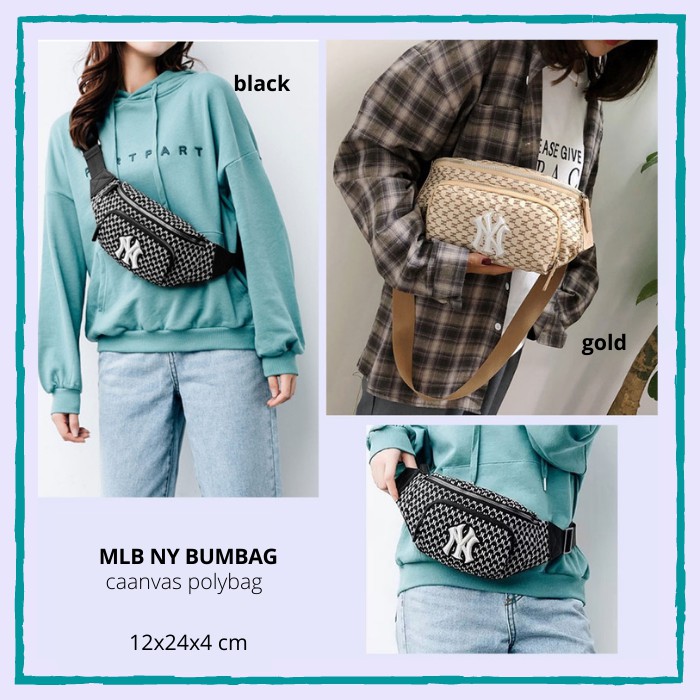 Waist Bag Murah MLB NY Black/ Gold