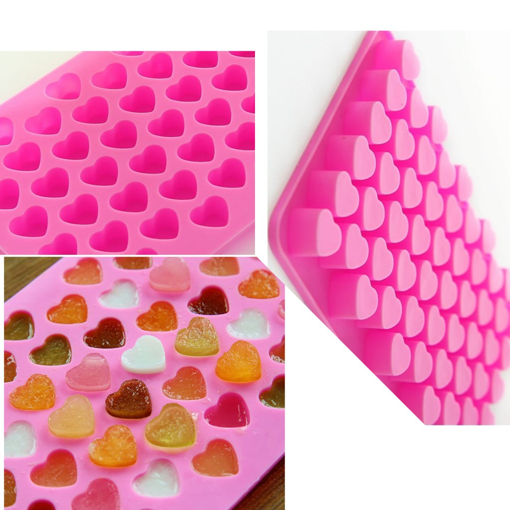 CETAKAN ES BATU SILIKON PINK BENTUK LOVE JELLY LA108P3 PUDING ICE CUBE COKLAT AGER SERBAGUNA SILICON TRAY MOLD