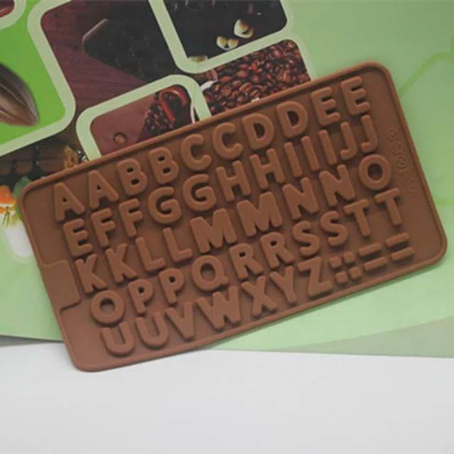 Cetakan Coklat Silikon Huruf Alfabet Besar Es Batu Puding Silicone Mold