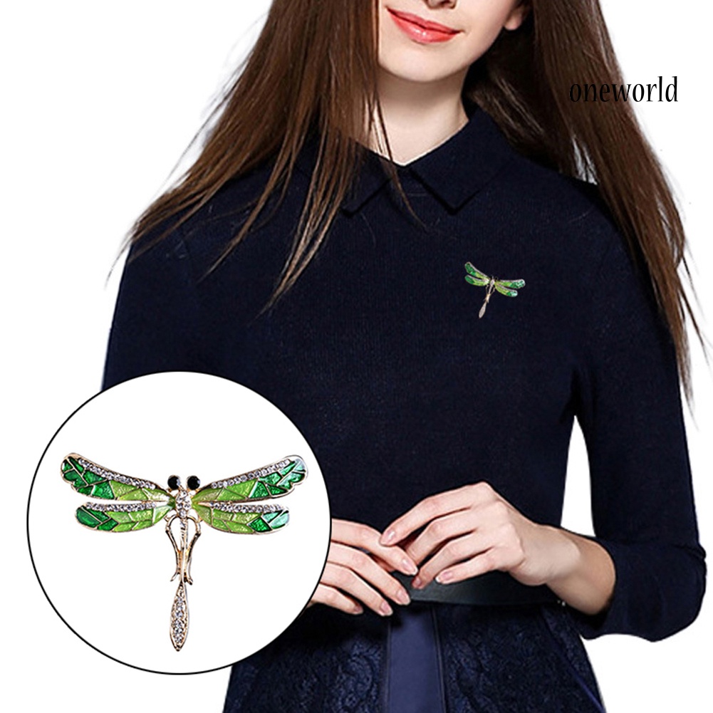 OW@ Fashion Women Dragonfly Shiny Rhinestone Brooch Pin Jewelry Scarf Accessory