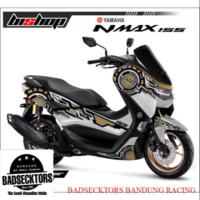 Sticker decal full body Yamaha nmax new putih Lis gold keren