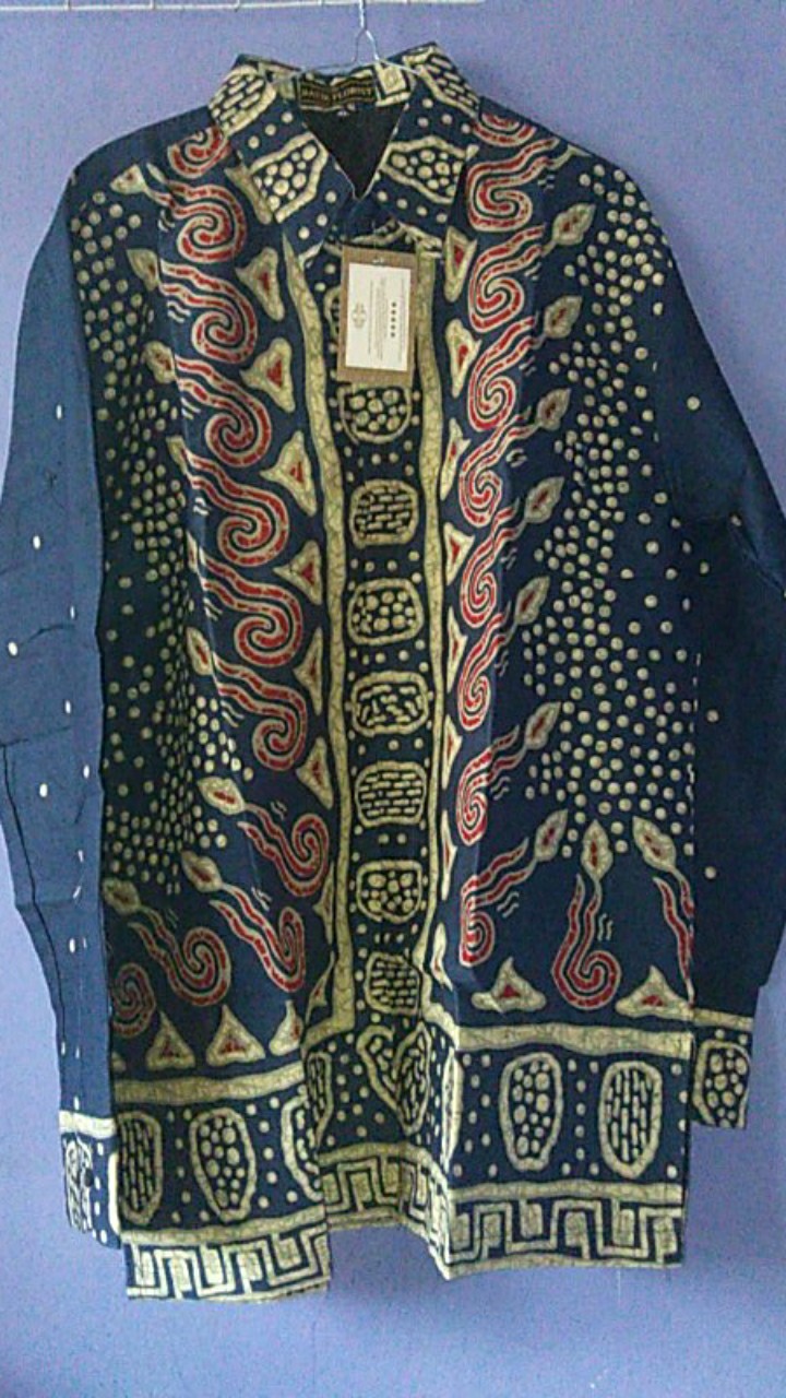 Modang Navy Kemeja Batik Pria Full Furing Bahan Katun Halus Primisima